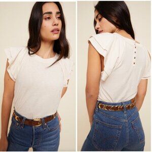 Nation LTD Florry Ruffled Raglan Tank in Ivory - Size L